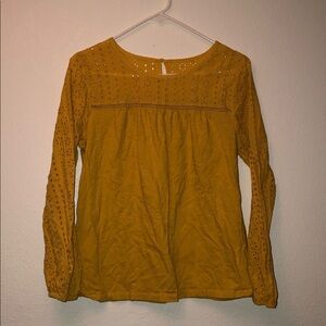St. John's Bay Mustard Yellow Eyelet Blouse